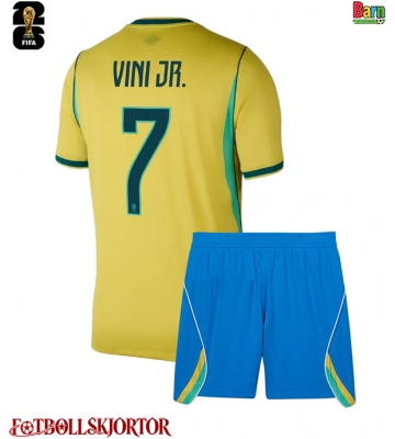 Brasilien Vinicius Junior #7 Hemmakläder Barn VM 2026 Kortärmad (+ Korta byxor)